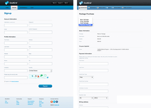 Current SendGrid Sign Up process